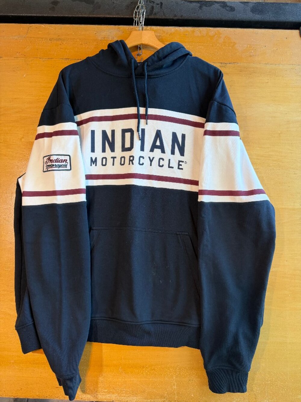 NWOT Men's Indian Motorcyle Colorblock Sweatshirt Hoodie Blue & White 3XL